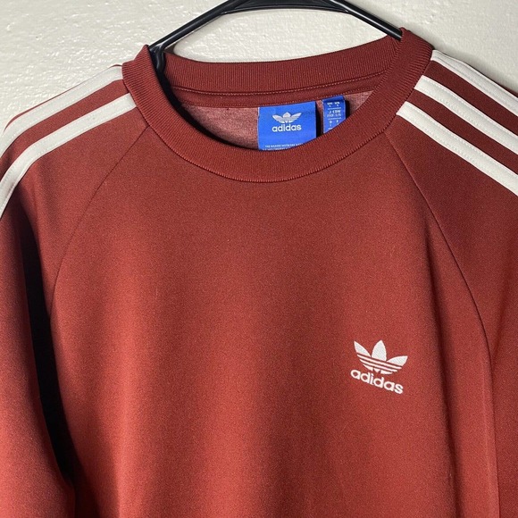 Adidas Long Sleeve Shirt SZ L Women’s Pullover Sweatshirt 3 Stripes Red - Picture 2 of 8